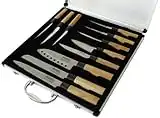 Pradel Excellence - KN2009-11 - Valise de 5 Couteaux de Cuisine + 6 Steaks - Manche Bambou