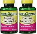 Spring Valley Evening Primrose Oil 1000mg Twin Pack 150 Total, 75 soft gels each bottle Aceite de onagra 1000 mg Paquete doble 150 Total, 75 geles suaves cada botella