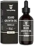 Striking Viking Beard Growth Oil with Biotin – Thickening and Conditioning Beard Oil - All Natural Beard Growth Serum Promotes Facial Hair Growth for Men, Vanilla