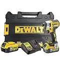 DEWALT DCF887P2-QW Trapano Avvitatore a Impulsi Attacco 1/4", 3 velocità, 5.0 Ah, Motore Brushless, con Doppia Batteria in Valigetta TSTAK, Nero/Giallo, 2 5