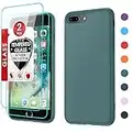 LeYi for iPhone 8 Plus Case, iPhone 7 Plus Case with 2 Pack Tempered Glass Screen Protectors, Shockproof Full-Body Liquid Silicone with Soft Anti-Scratch Microfiber Liner Case 8 Plus iPhone, Green…