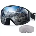 OutdoorMaster Maschera da Sci Premium Unisex con Custodia, Occhiali da Snowboard, Occhiali da Sci, Protezione UV al 100%, Occhiali da Sci Antiappannamento per Donne, Uomini, Ragazzi e Ragazze