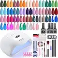 JEWHITENY 36 PCS Gel Nail Polish Kit with UV Light 120W Nail Lamp 33 Colors Gel polish Nail Set Nail Manicure Tools All-In-One Manicure Kit Nail Gel Kit