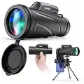 Monoculares de Largo Alcance 12x50, AMNF Monoculares Telescopio Monocular BaK4 Nitrógeno Impermeable con Trípode Móvil, para Observación de Aves Conciertos, Regalo de Cumpleaños para Novio o Niños