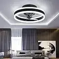 TATANE Led Ceiling Fans with Lights Reversible Remote, 6 Speeds Modern Bedroom Fan Ceiling Light Quiet Φ40cm Dimmable Small Ceiling Fan Light for Living room,Black