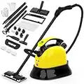 MLMLANT Steam Cleaner, 1500W Multipurpose Steam Mop with 21-Piece Accessory Set, 1.1L Water Tank Capacity Steamer Carpet Cleaner for Multi-Purpose and Multi-Surface Floors, 16.4ft Power Cord, Yellow