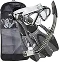 U.S. Divers Cozumel Seabreeze Adult Snorkeling Combo Set with Adjustable Mask, Snorkel, Extra-Large Fins (11.5-13), and Travel Bag, Gray