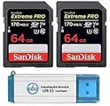 SanDisk 64GB SDXC SD Extreme Pro Memory Card (Two Pack) Bundle works with Nikon D3500, D7500, D5600 Digital DSLR Camera 4K V30 U3 (SDSDXXG-064G-GN4IN) Plus (1) Everything But Stromboli (TM) 3.0 Reader