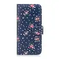 32nd Floral Series - Design PU Leather Book Wallet Case Cover for Apple iPhone XR, Designer Flower Pattern Wallet Style Flip Case With Card Slots - Vintage Rose Indigo