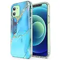 ULAK Cover iPhone 12 Cristalli Glitterata, iPhone 12 Pro Custodia Brillantini per Paraurti Protettiva Antiurto per Apple iPhone 12 / iPhone 12 Pro, Blu Marmo