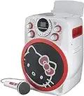 Hello Kitty Bluetooth CDG Karaoke Machine with LED Disco Party Lights, Built in Microphone for Kids, Portable Bluetooth Speaker, AVC, CDG Disks, Compatible with Samsung Apple Tablets MP3 and TV