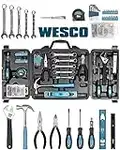 WESCO 144 Piece Tool Kit, Basic Hand Tool Set with Storage Box, Screwdriver Set, Hammer, Pliers Set, Wrench, Spirit Level Household Essential Tools