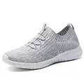 TIOSEBON Women's Lightweight Casual Walking Athletic Shoes Breathable Running Slip-On Sneakers for Jogging Workout 7 US Gray