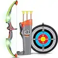 SainSmart Jr. Kids Bow and Arrow Toy, Basic Archery Set Outdoor Hunting Game with 3 Suction Cup Arrows, Target and Quiver , Green