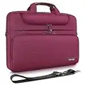 DOMISO 17 Pouces Imperméable Sacoche de Protection Ordinateur Portable Sac à Bandoulière Serviette pour 17-17.3" Notebook/Dell/Lenovo/Acer/HP/MSI/ASUS, Vin Rouge