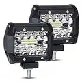 URAQT 60W Projecteur de Travail à LED, 2 pcs 4 in 6000K 3600 LM 9V-30V Étanche IP65 Nilight LED Phare Phare de Travail Longue Portee LED, Antibrouillard D'inondation pour Truck ATV/SUV