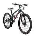 BIKESTAR VTT Vélo Tout Terrain Tout Suspendu pour Enfants de 9 Ans | Bicyclette 24 Pouces 21 Vitesses Shimano, Freins Disque | Vert