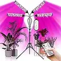 DOOK Lampe de Plante Lampe de Croissance à 360° Éclairage Horticole 4 Têtes 420 LEDs Lampe Horticole Spectre Complet avec Trépied/Chronométrage 4H/8H/12H/ 4 Modes de Luminosité/ 9 Niveaux Dimmables