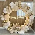 White Gold Balloons Arch Kit, 185 Pcs White Sand Gold Balloon Garland with Nude Balloons for Birthday Party Decoration, Boho Wedding, Anniversary, Baby Shower, Gender Reveal Party Backdrop Decoration