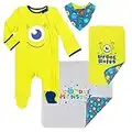 Disney Pixar Monsters Inc. Mike Baby Boys Coverall Bib Burp Cloth Blanket Set 0-6 Months Blue/Green