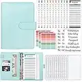 A6 Binder Budget Planner Deutsch,Geld Organizer Budget Planer mit 12 Binder Taschen, 12 Budgetblätter Deutsch, Etikettenaufklebern Sparbuch für Reisen,Tagebuch und Geschenk (Blau)