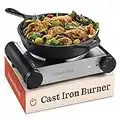 Electric Single Stovetop Hot Plate for Cooking 1500W 7.3/4" Glass Cast Iron Portable Stove Burners Cool Touch Handle Cooktop Keeps Food Warm Temperature Controls Electric Burner for Kitchen, Dorm