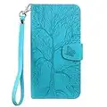 Aisenth Cover per Samsung Galaxy S10E, Albero della Vita Modello Custodia in PU Pelle Portafoglio Cover protettiva Tree Design Flip Case con Funzione Supporto, 2 Slot per schede - Blu verde