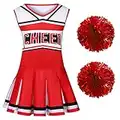 Sicypoty Girls Cheerleader Outfit Cheerleading Costume for Halloween Sport Games 3-5 Years Red