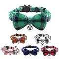 SIVEIS 6 Pack Cat Collar with Bell and Bow Tie, Quick Release Safety Buckle Pet Collar, Soft Tartan Collar, Cute Plaid Adjustable Cat Bow Tie Collar for Pet Kitten Cats Puppy 6 Pack