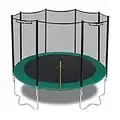 Ultrasport Trampolino da giardino Wave, Ø 305 cm, Compreso il tappetino per saltare, molle, rete sicurezza, Posta rete imbottita e paraspigoli, resistente intemperie, carico massimo 150 kg, Verde