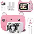 Instant Print Camera for Kids, Upgrade Selfie Kids Camera, Digital Zero Ink Video Camera with 3 Rolls Print Paper Camera, 1000 mAh, Dual Lens,1080P HD Video Recorder, As Toys Gifts for Girls and Boys