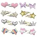 8 Pairs/16 Pack Hair Clips for Girls, Gingbiss Butterfly Metal Snap Hair Clips, Cute Girls Barrettes Heart Shaped Hair Clips Accessories for Kids