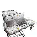 Shopping Cart Cover for Baby with Pillow- Minky Bolster Positioner and Cellphone Holder, High Chair Cover for Boy Girl,Infant Grocery Cart Cushion Liner Large