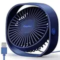 USB Ventilator,EasyAcc Mini Ventilator USB Tischventilator leise Klein 2 Jahre Garantie Starker Exquisit Lüfter 3 Geschwindigkeiten 360 Grad Drehung Desk Fan für Schreibtisch Zuhause Büro Saphirblau