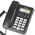 Desktop Corded Telephone for Home, Landline Telephone with White Big Buttons, Ringer Volume and Speakerphone Volume Adjustable, Caller Identification, LCD Contrast Adjustable Backlight Display(Black)