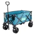 Collapsible Outdoor Utility Wagon, Garden Camping Cart with Storage Bag, 176lbs Weight Capacity-Yardlab