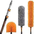 20 Foot High Reach Duster Kit with 5-12 ft Extension Pole // High Ceiling Duster Cleaning Kit with Telescopic Pole // Cobweb Brush // Feather Duster and Ceiling Fan Duster // The Ultimate Dusting Kit