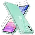 4youquality Case for iPhone 11 Case with [2-Pack Tempered Glass Screen Protectors], 6.1-Inch, Advanced Airbag Drop Protection, Shockproof Transparent Clear Bumper Phone Cover, Anti-Scratch