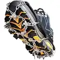 Crampons à Glace antidérapants en Acier Inoxydable avec 19 Pics de Traction pour Bottes, Chaussures pour Femmes, Hommes, Enfants, Protection sûre pour la randonnée, l'alpinisme（Black, Medium