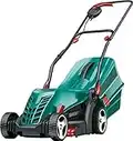 Bosch Rotak 34R Electric Lawnmower (1300 W, Cutting width: 34 cm, 20-70 mm adjustable cutting height, In carton packaging)