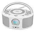 WISCENT Radio Portatili Boombox, Lettore CD Stereo con Radio FM, Ingresso Blue Tooth, USB, AUX-IN,Compatibile CD-R/CD-RW,AC o Alimentato a Batteria