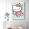 5D Diamond Painting Kit, Diamante Pittura Hello Kitty con Panno Rosa e Orso Diamond Art Kit per Adulti con Kit di Diamanti Ricamati con Numeri 20x30 cm