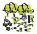 Ryobi ONE+ 18V Cordless 10-Tool Combo Kit with 3 Batteries and Charger