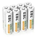 EBL 8 Pack AA Batteries Ni-MH Rechargeable Battery AA High Capacity 2800mAh, 8 Count Double A Batteries with Battery Case