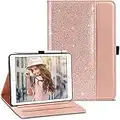 ULAK Coque iPad Mini 3 avec Porte Stylet Porte Cartes, Étui Housse iPad Mini 2 Protection en Cuir PU Folio Support, Veille/Réveil Automatique Coque pour iiPad Mini 1/2/3, Or Rose