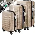 KESSER® 3tlg. Hartschalenkofferset Hartschalenkoffer Reisekoffer Set Reisekofferset Trolley Koffer Inkl. Kofferwaage + Gepäckanhänger Rollkoffer Schloss 4 Rollen ABS-Hartschale Teleskopgriff M-L-XL