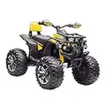 Aosom 12V Kids ATV Ride-on Four-Wheeler Toy Car with Music, Realistic Headlights, Wide Wheels, Rechargeable Battery-Powered, for Boys and Girls, Yellow