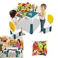 ACXIN Ensemble de Table pour Enfant 6 en 1 - Table d'activités pour Enfants - Table de Bricolage avec 2 chaises et 163 Blocs de Construction (avec Blocs)