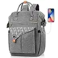 Laptop Backpack Womens 15.6 Inch, School Bag with USB Charging Port, Anti Theft Waterproof Casual Rucksack Bag for Women, Girls Gray