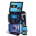 Daewoo AVS1302 Bluetooth Portable Karaoke Machine with 2 Wired Microphones, 5 inch Digital LCD Display Screen, 3.5mm AUX Input, CD, MP3, USB Connection, LED Lights & 2 Mic In Jacks, Black